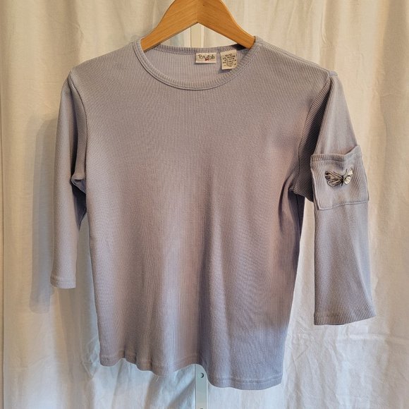 Pony Tails Vintage Light Blue Shirt with Pocket on 3/4 Sleeve Girl's Size 10/12 - Picture 1 of 5